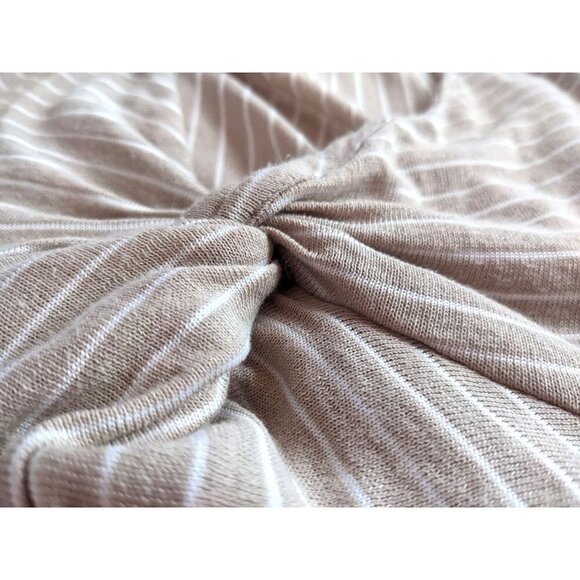 MINKPINK Tan Striped Twist Front Dress Short Sleeves Size XS - Picture 2 of 5